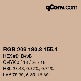 カラーコード: RGB 209 180.8 155.4 | qconv.com