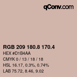 カラーコード: RGB 209 180.8 170.4 | qconv.com