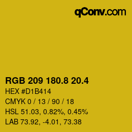カラーコード: RGB 209 180.8 20.4 | qconv.com