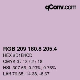 カラーコード: RGB 209 180.8 205.4 | qconv.com