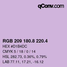カラーコード: RGB 209 180.8 220.4 | qconv.com
