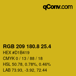 カラーコード: RGB 209 180.8 25.4 | qconv.com
