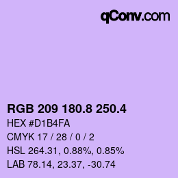 カラーコード: RGB 209 180.8 250.4 | qconv.com