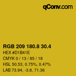 カラーコード: RGB 209 180.8 30.4 | qconv.com