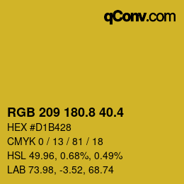 カラーコード: RGB 209 180.8 40.4 | qconv.com