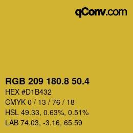 カラーコード: RGB 209 180.8 50.4 | qconv.com