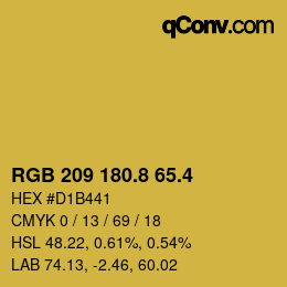 カラーコード: RGB 209 180.8 65.4 | qconv.com