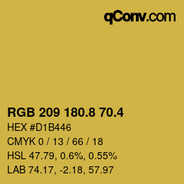 カラーコード: RGB 209 180.8 70.4 | qconv.com