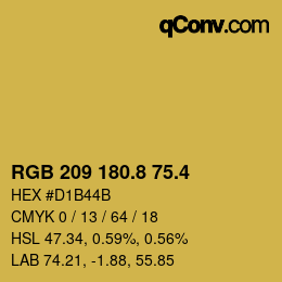 カラーコード: RGB 209 180.8 75.4 | qconv.com