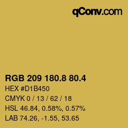 カラーコード: RGB 209 180.8 80.4 | qconv.com