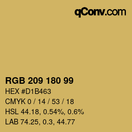 Código de color: RGB 209 180 99 | qconv.com