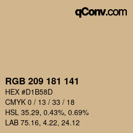 Color code: RGB 209 181 141 | qconv.com