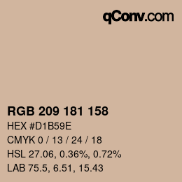 カラーコード: RGB 209 181 158 | qconv.com