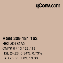 Color code: RGB 209 181 162 | qconv.com