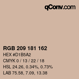 カラーコード: RGB 209 181 162 | qconv.com
