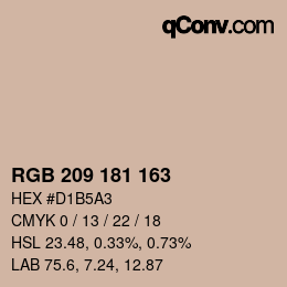 颜色代码: RGB 209 181 163 | qconv.com
