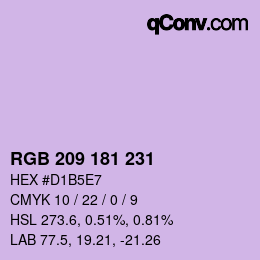 カラーコード: RGB 209 181 231 | qconv.com