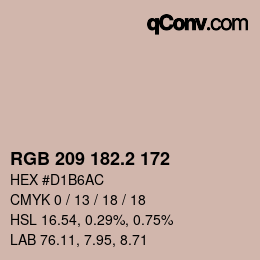 カラーコード: RGB 209 182.2 172 | qconv.com