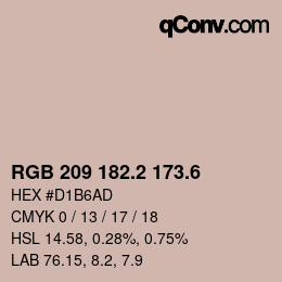 カラーコード: RGB 209 182.2 173.6 | qconv.com