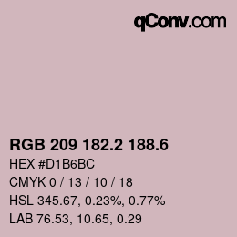 カラーコード: RGB 209 182.2 188.6 | qconv.com