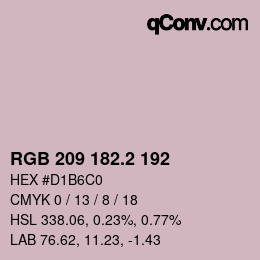 カラーコード: RGB 209 182.2 192 | qconv.com