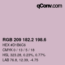 カラーコード: RGB 209 182.2 198.6 | qconv.com