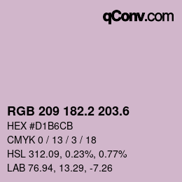 カラーコード: RGB 209 182.2 203.6 | qconv.com
