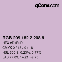 カラーコード: RGB 209 182.2 208.6 | qconv.com