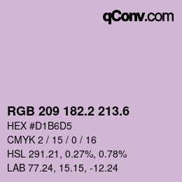 カラーコード: RGB 209 182.2 213.6 | qconv.com