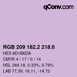カラーコード: RGB 209 182.2 218.6 | qconv.com