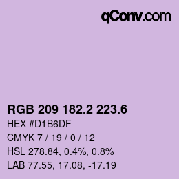 カラーコード: RGB 209 182.2 223.6 | qconv.com