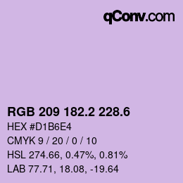 カラーコード: RGB 209 182.2 228.6 | qconv.com