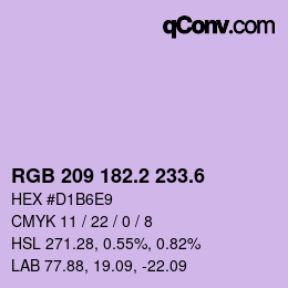 カラーコード: RGB 209 182.2 233.6 | qconv.com