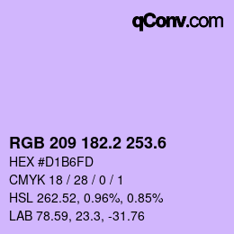 カラーコード: RGB 209 182.2 253.6 | qconv.com
