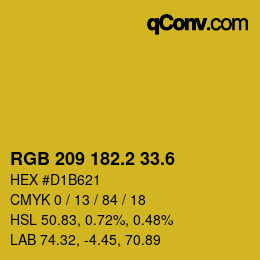 カラーコード: RGB 209 182.2 33.6 | qconv.com