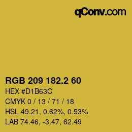 カラーコード: RGB 209 182.2 60 | qconv.com