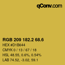 カラーコード: RGB 209 182.2 68.6 | qconv.com