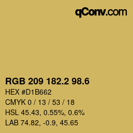 カラーコード: RGB 209 182.2 98.6 | qconv.com