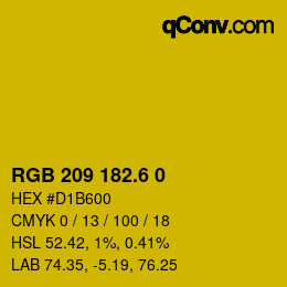 カラーコード: RGB 209 182.6 0 | qconv.com