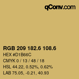 カラーコード: RGB 209 182.6 108.6 | qconv.com