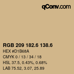 カラーコード: RGB 209 182.6 138.6 | qconv.com