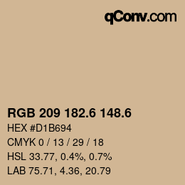カラーコード: RGB 209 182.6 148.6 | qconv.com