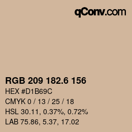 カラーコード: RGB 209 182.6 156 | qconv.com