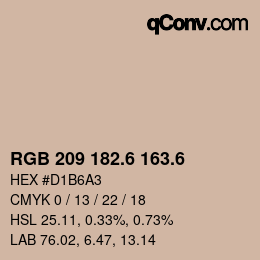 カラーコード: RGB 209 182.6 163.6 | qconv.com