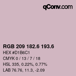 カラーコード: RGB 209 182.6 193.6 | qconv.com