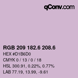 カラーコード: RGB 209 182.6 208.6 | qconv.com