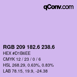 カラーコード: RGB 209 182.6 238.6 | qconv.com