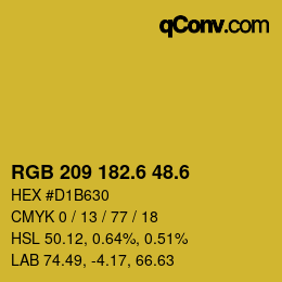 カラーコード: RGB 209 182.6 48.6 | qconv.com