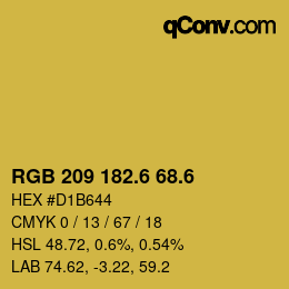 カラーコード: RGB 209 182.6 68.6 | qconv.com