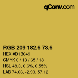 カラーコード: RGB 209 182.6 73.6 | qconv.com
